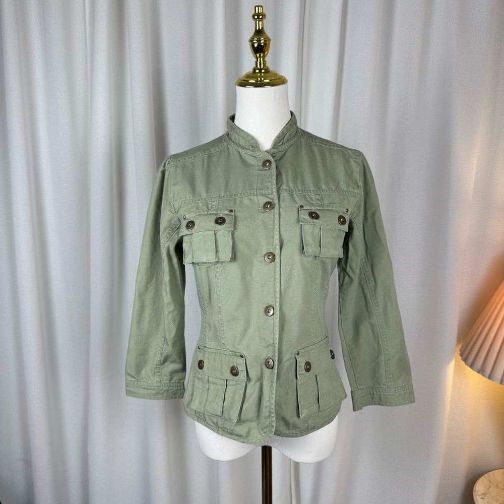 Nick & Mo Vintage 100% Cotton Green Utility Military Jacket Medium